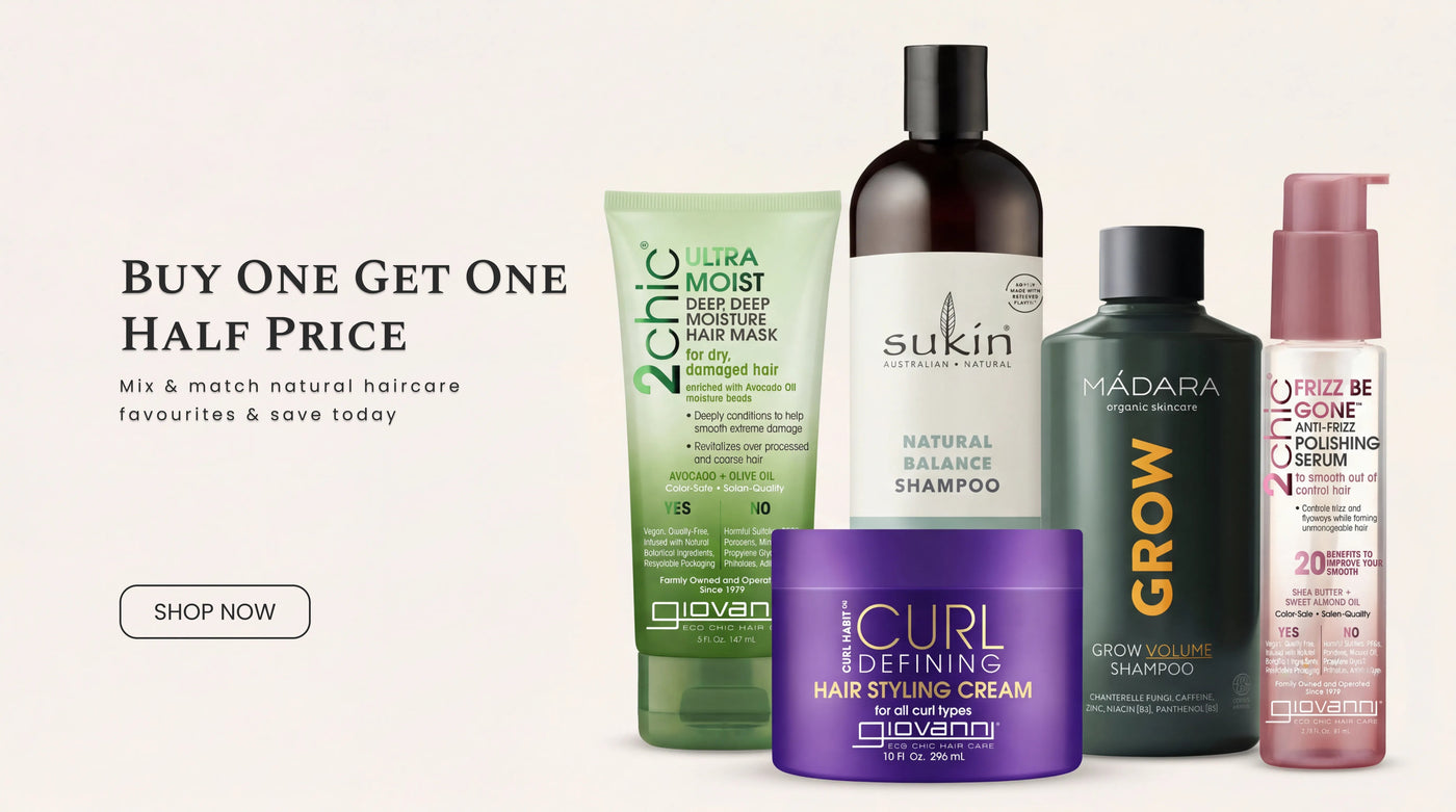 Mix & match natural haircare
favourites & save 50% today