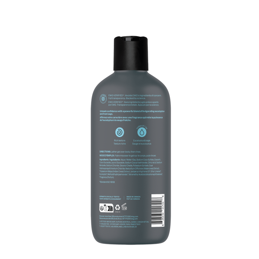 Mens Shower Gel Eucalyptus & Sage - mypure.co.uk