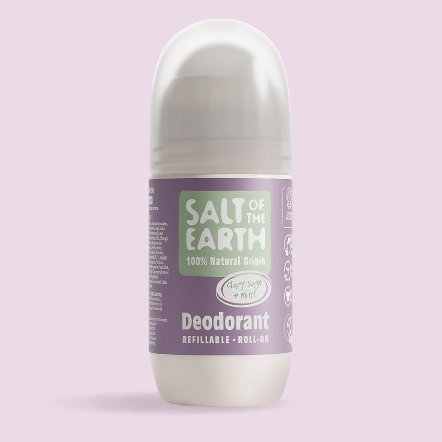 Natural Deodorant Refillable Roll-On | Clary Sage & Mint - mypure.co.uk