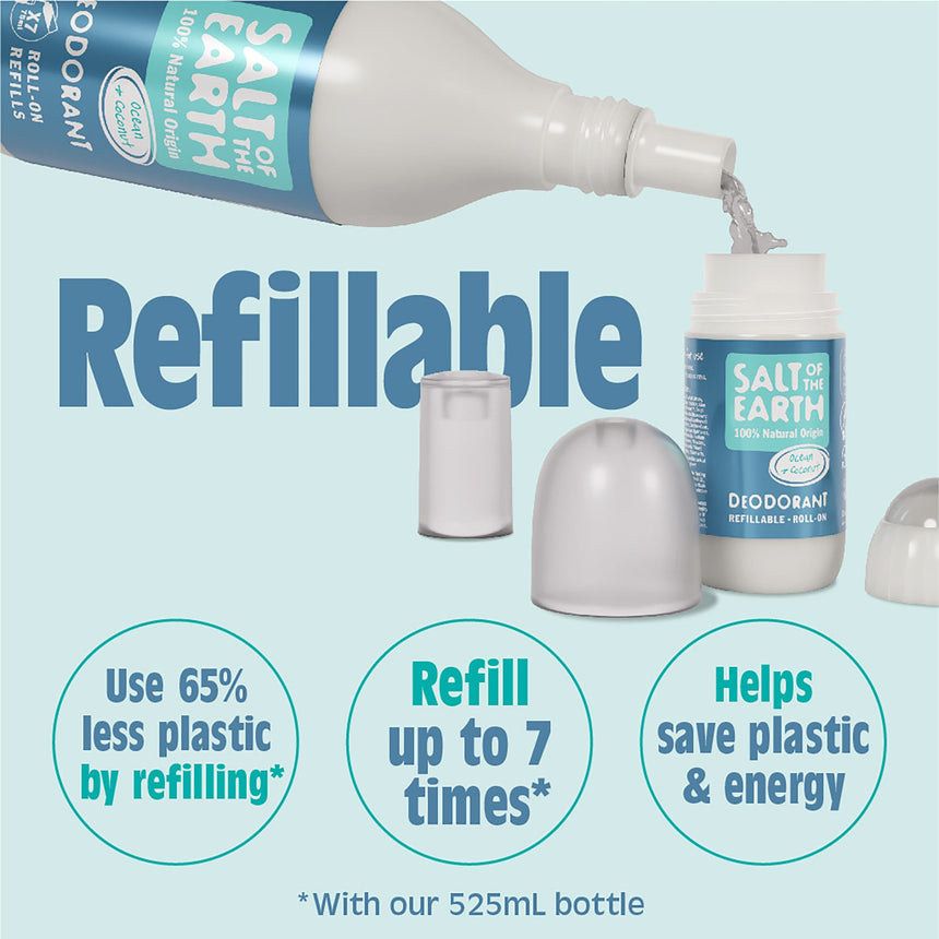 Natural Deodorant Refillable Roll-On | Ocean & Coconut - mypure.co.uk
