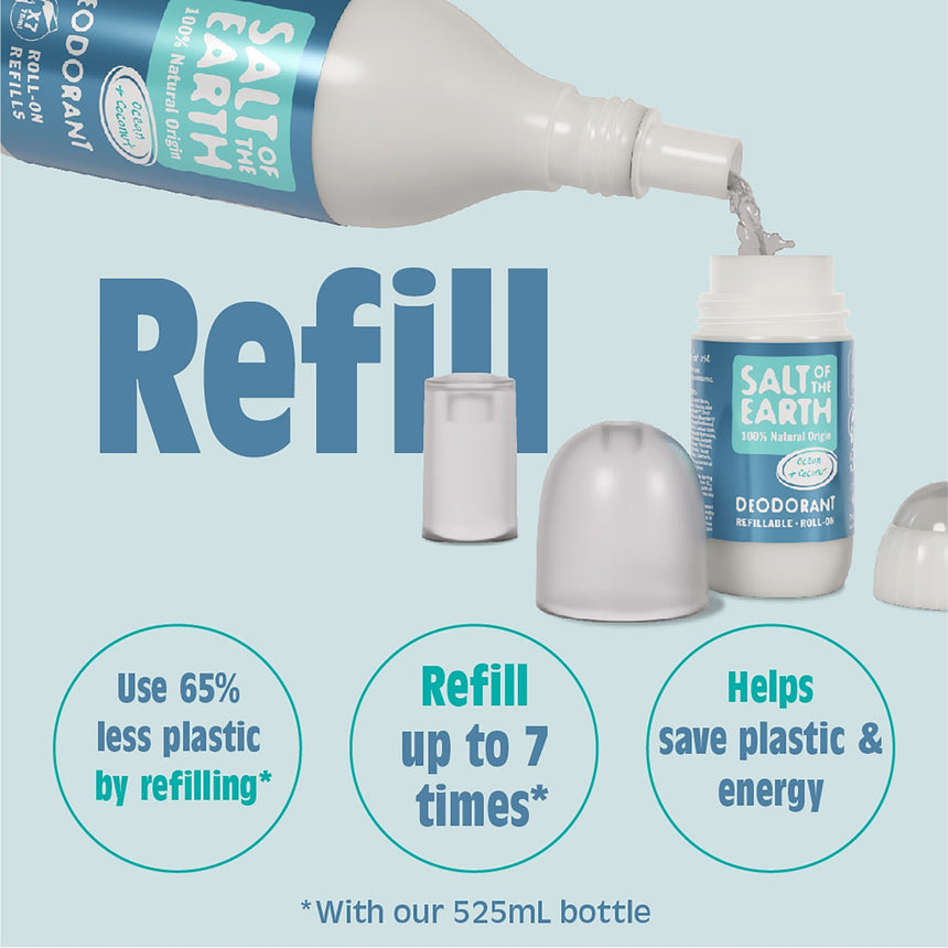 Natural Deodorant Refillable Roll - On | Ocean & Coconut - mypure.co.uk