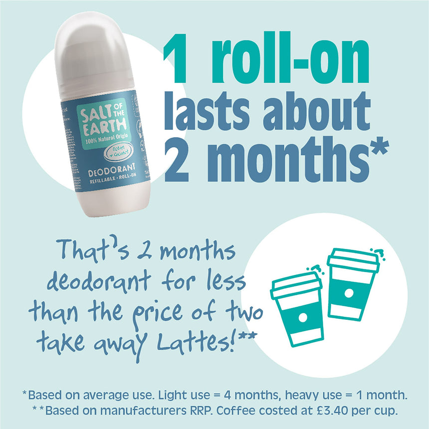 Natural Deodorant Refillable Roll-On | Ocean & Coconut - mypure.co.uk