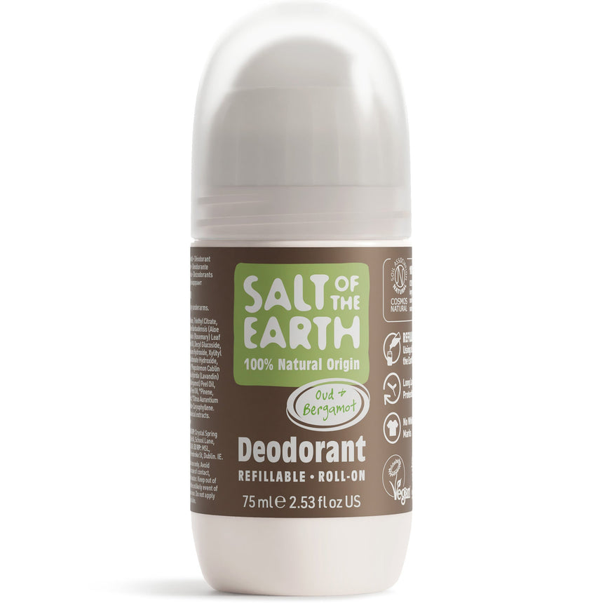 Natural Deodorant Refillable Roll - On | Oud & Bergamot - mypure.co.uk