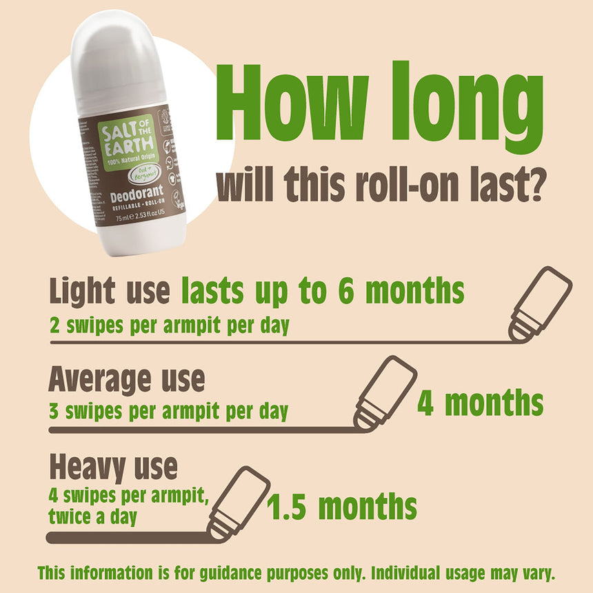 Natural Deodorant Refillable Roll - On | Oud & Bergamot - mypure.co.uk