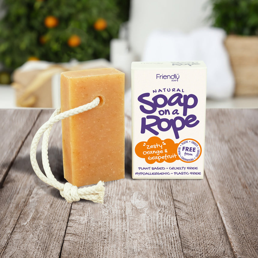 Natural Soap On A Rope | Orange & Grapefruit - mypure.co.uk