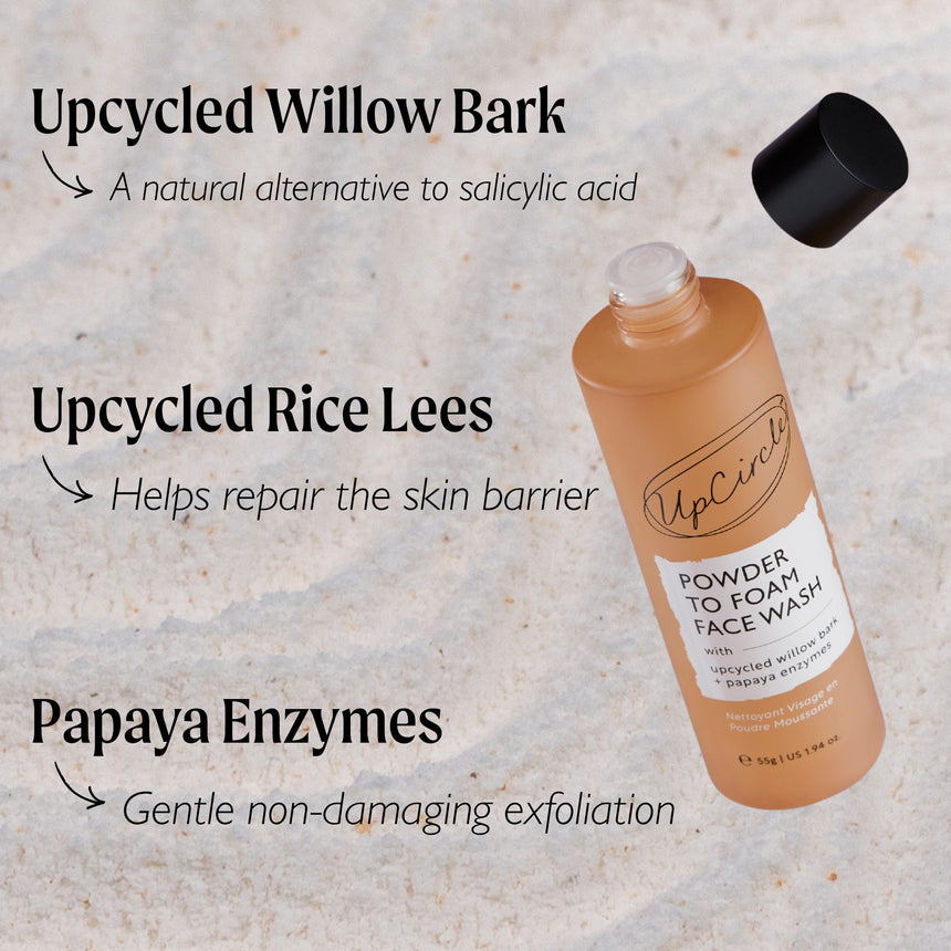 Powder To Foam Face Wash | Willow Bark + Papaya Enzymes - mypure.co.uk