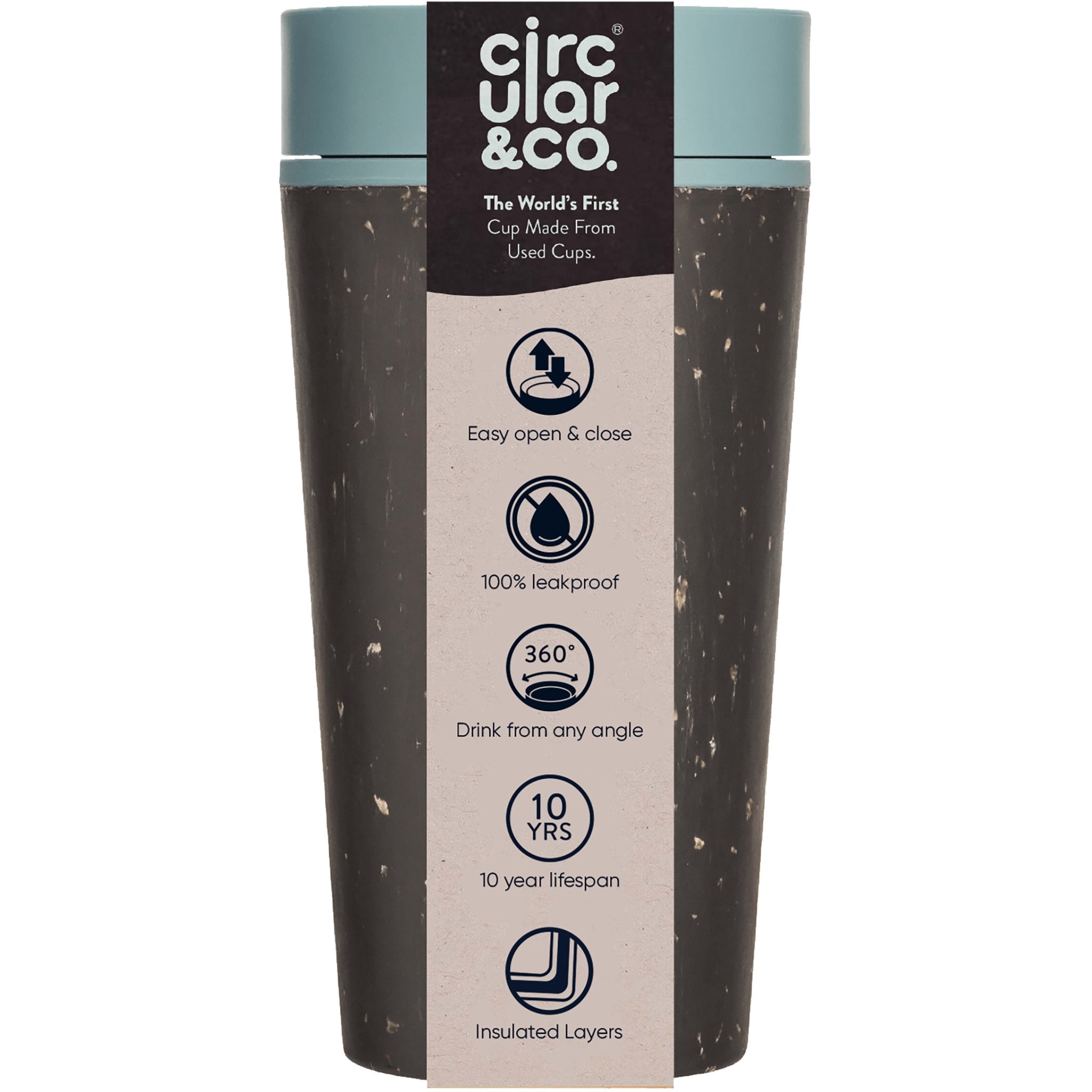 ***BACK SOON***Reuseable Coffee Cup - Black & Faraway Blue 12oz - mypure.co.uk