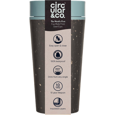 ***BACK SOON***Reuseable Coffee Cup - Black & Faraway Blue 12oz - mypure.co.uk