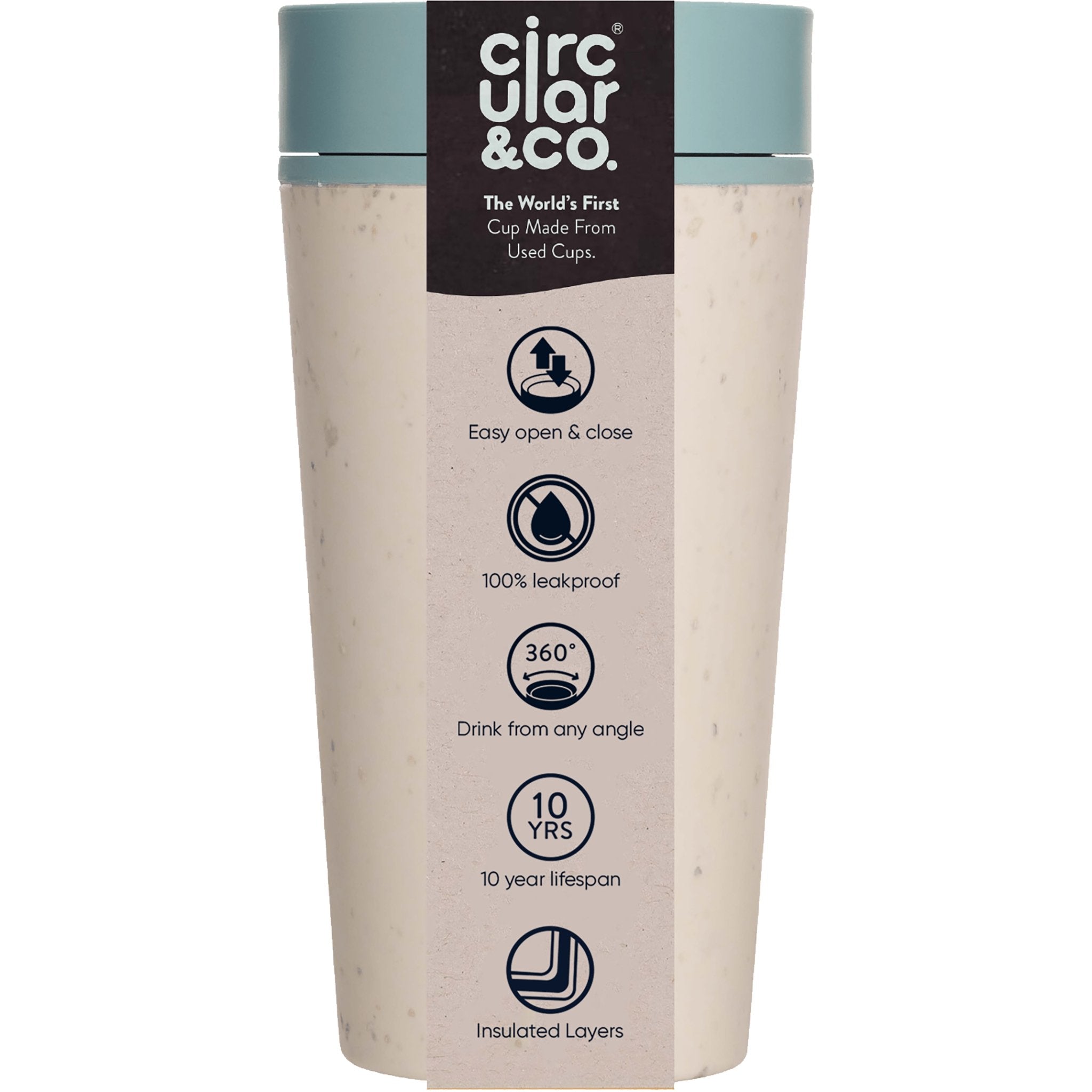 ***BACK SOON***Reuseable Coffee Cup - Cream & Faraway Blue 12oz - mypure.co.uk