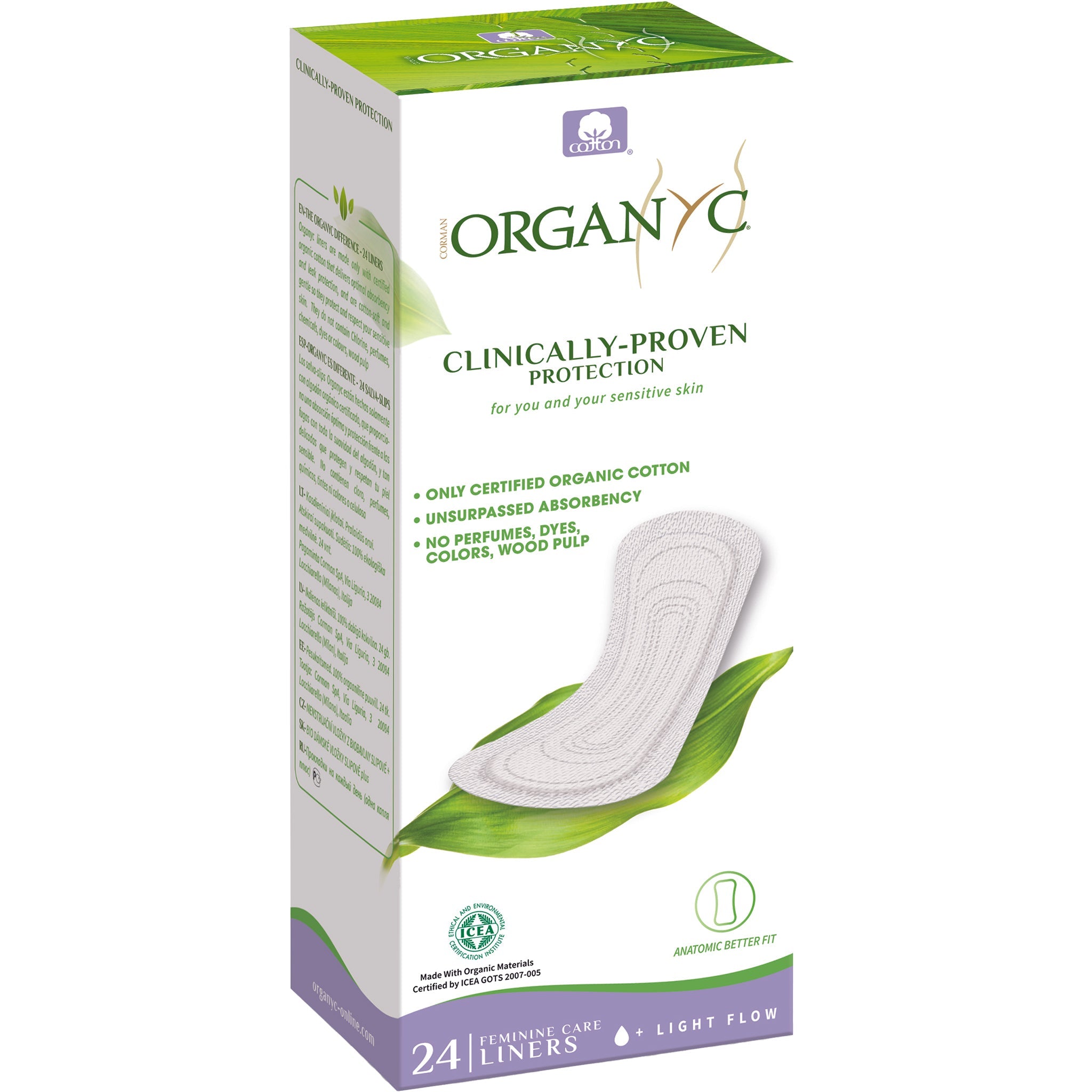 Organic Cotton Panty Liners Flat Light Flow - Moderate - mypure.co.uk