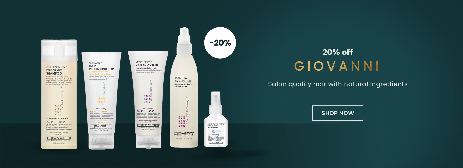 save 20% on Giovanni Eco Chic Hair Hair