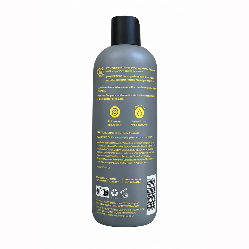 Mens Shower Gel Amber & Citrus - mypure.co.uk