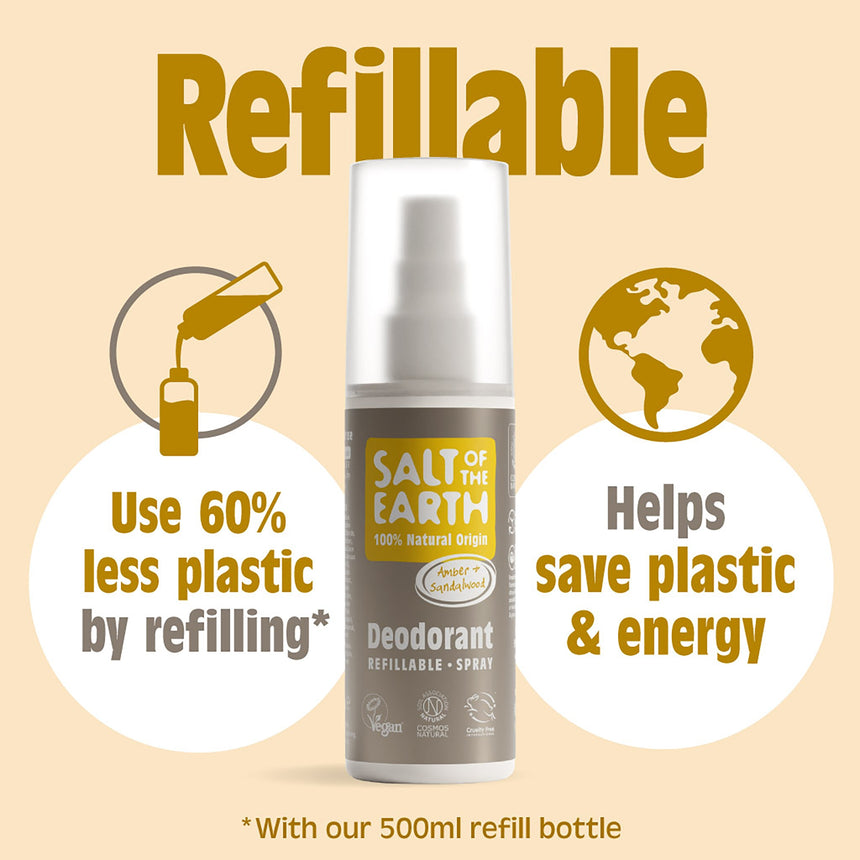Natural Deodorant Spray | Amber & Sandalwood - mypure.co.uk