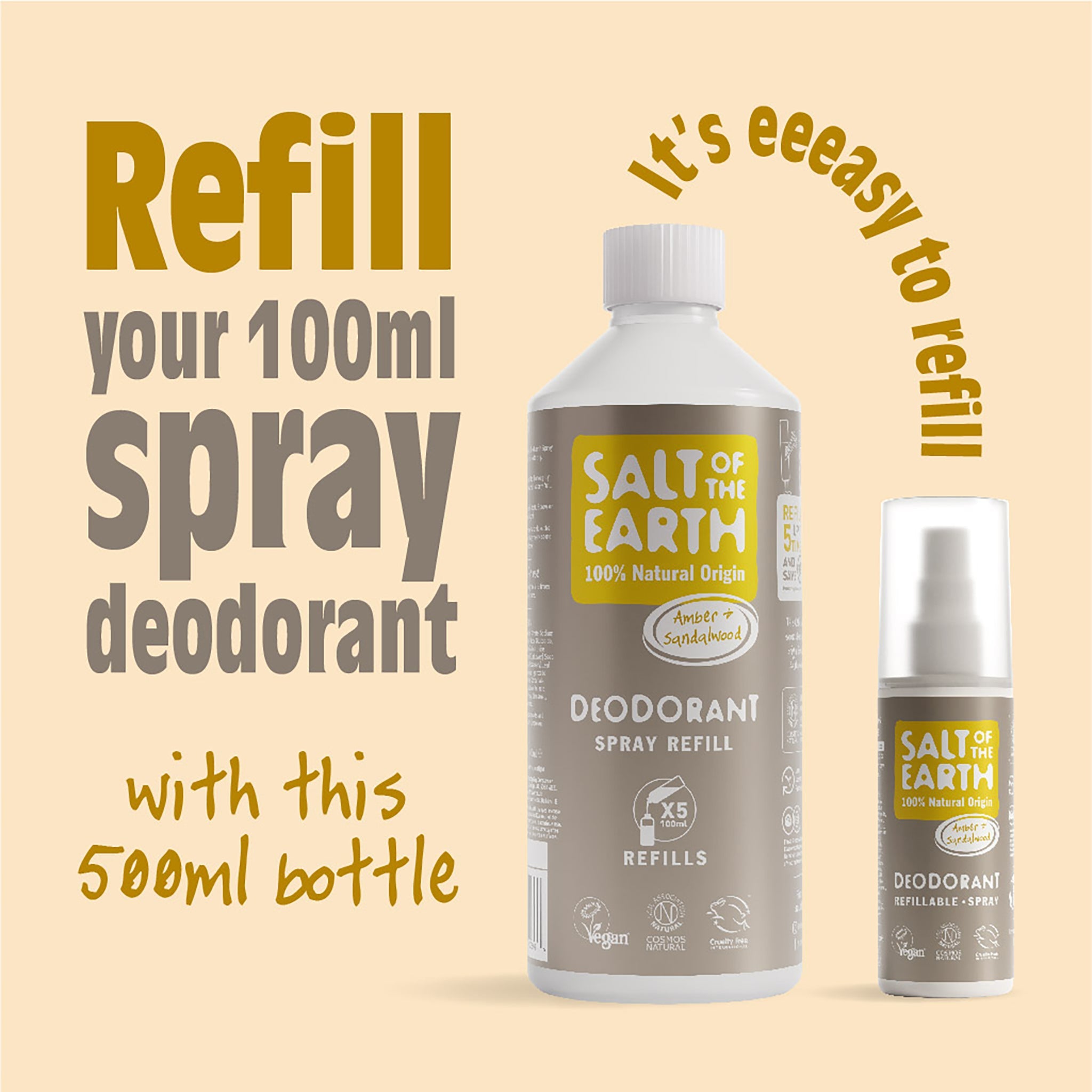 Natural Deodorant Spray Refill | Amber & Sandalwood - mypure.co.uk