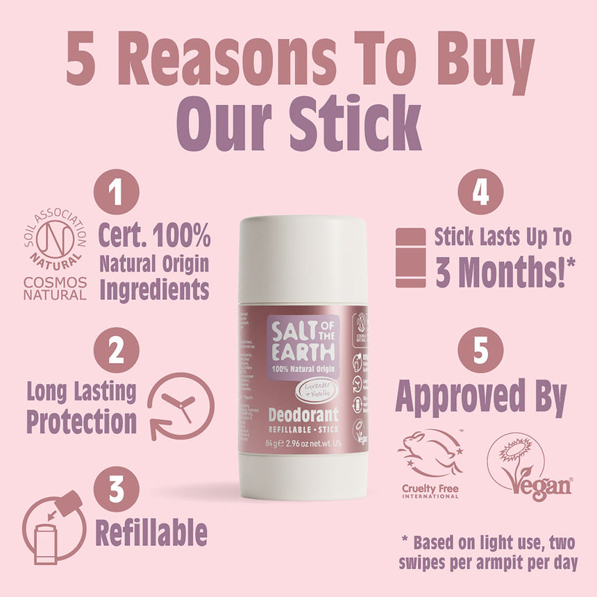 Natural Deodorant Stick | Lavender & Vanilla - mypure.co.uk