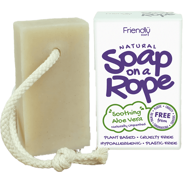 Natural Soap On A Rope | Aloe Vera Fragrance Free - mypure.co.uk