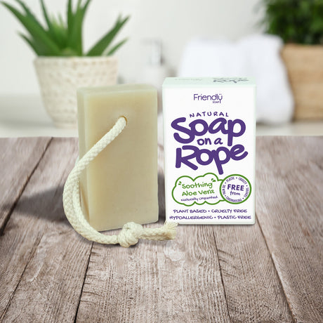 Natural Soap On A Rope | Aloe Vera Fragrance Free - mypure.co.uk