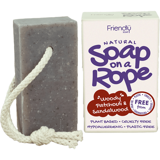 Natural Soap On A Rope | Patchouli & Sandalwood - mypure.co.uk