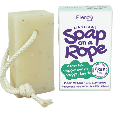 Natural Soap On A Rope | Peppermint & Poppy Seed - mypure.co.uk