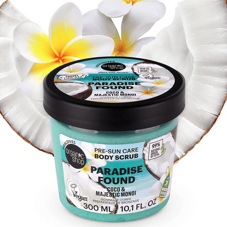 Paradise Found Pre - Sun Care Body Scrub | Coco & Majestic Monoi - mypure.co.uk