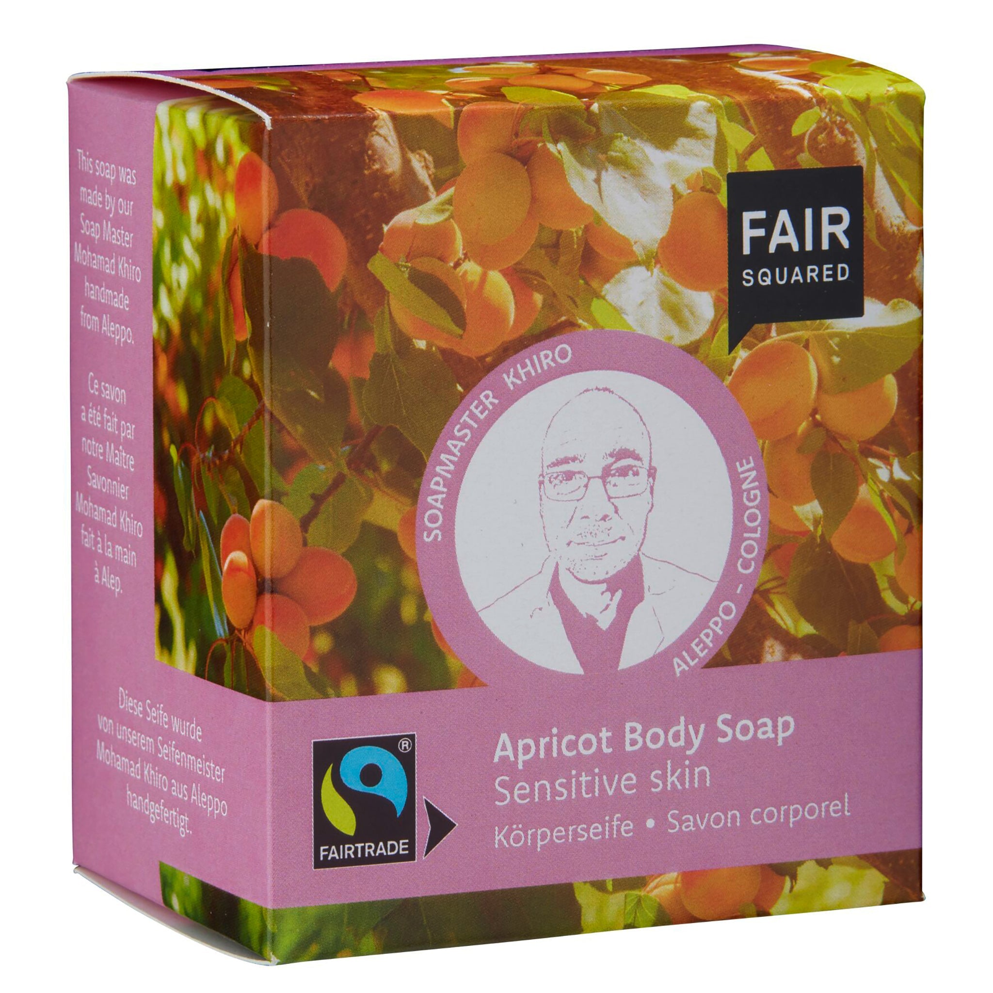 Apricot Body Soap with Cotton Soap Bag - For Sensitive Skin - mypure.co.uk