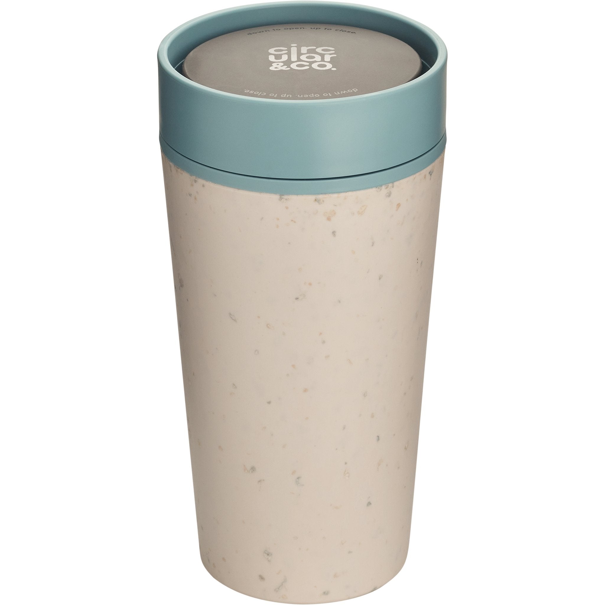 **BACK SOON** Reuseable Coffee Cup - Cream & Faraway Blue 12oz - mypure.co.uk