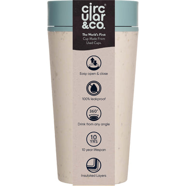 ***BACK SOON***Reuseable Coffee Cup - Cream & Faraway Blue 12oz - mypure.co.uk