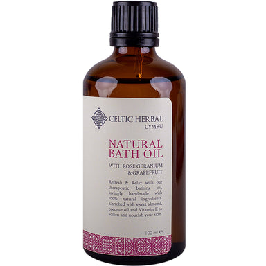 Natural Bath Oil - Rose, Geranium & Grapefruit - mypure.co.uk