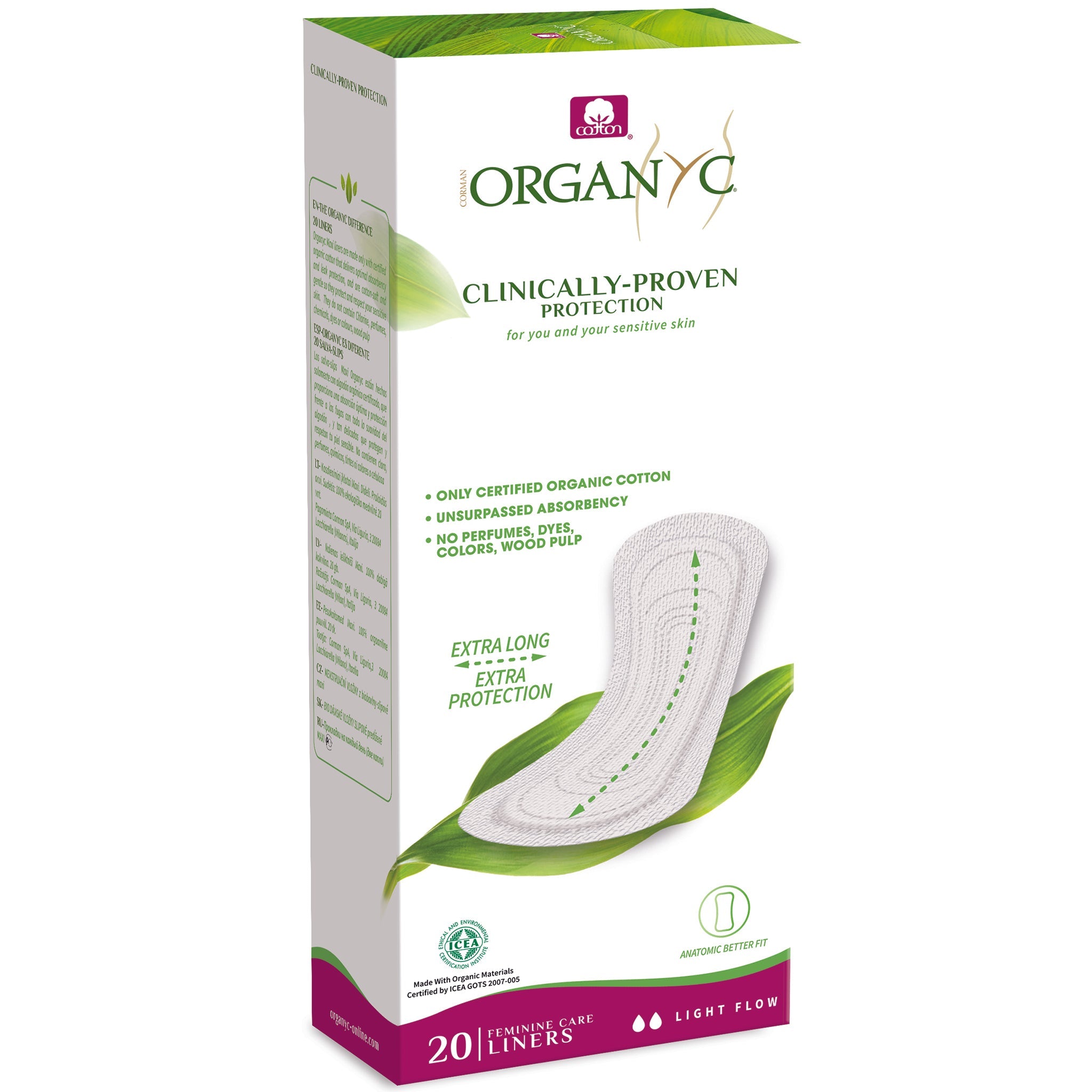 Organic Cotton Panty Liners Flat Extra-Long - Moderate - mypure.co.uk