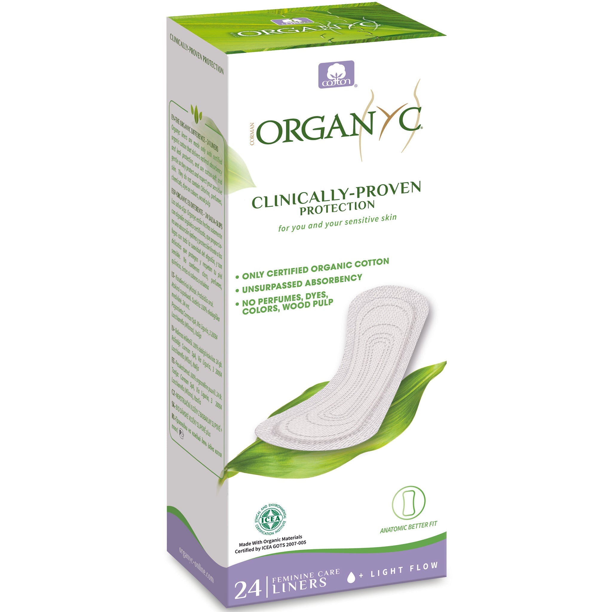 Organic Cotton Panty Liners Flat Light Flow - Moderate - mypure.co.uk