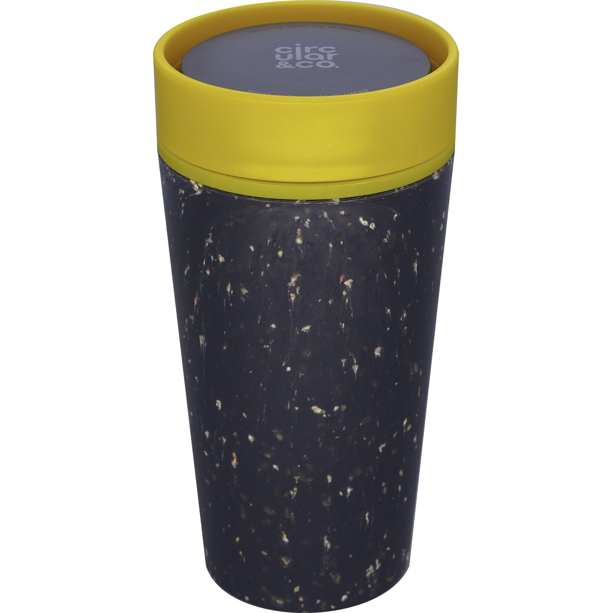 Reuseable Coffee Cup - Black & Electric Mustard 12oz - mypure.co.uk