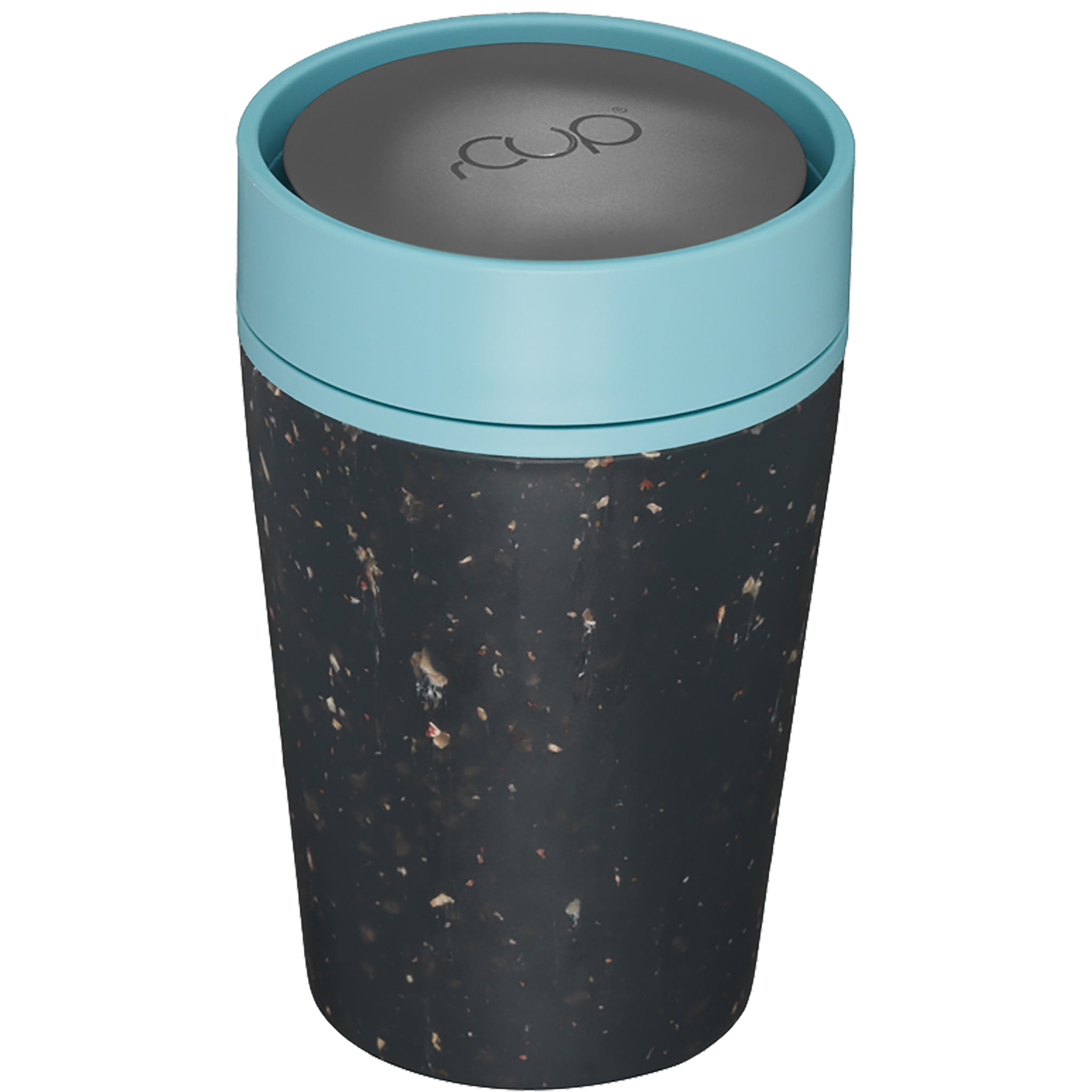 Reuseable Coffee Cup - Black & Teal 8oz - mypure.co.uk