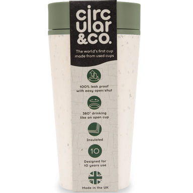 Reuseable Coffee Cup - Cream & Hornet Green 12oz - mypure.co.uk