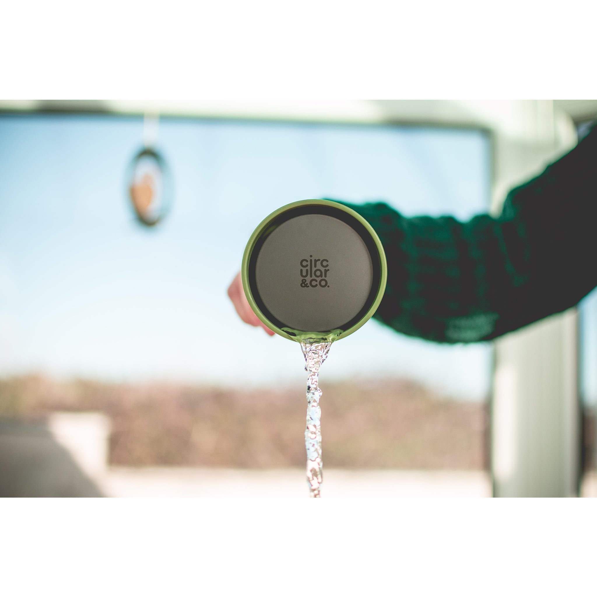 Reuseable Coffee Cup - Cream & Hornet Green 12oz - mypure.co.uk