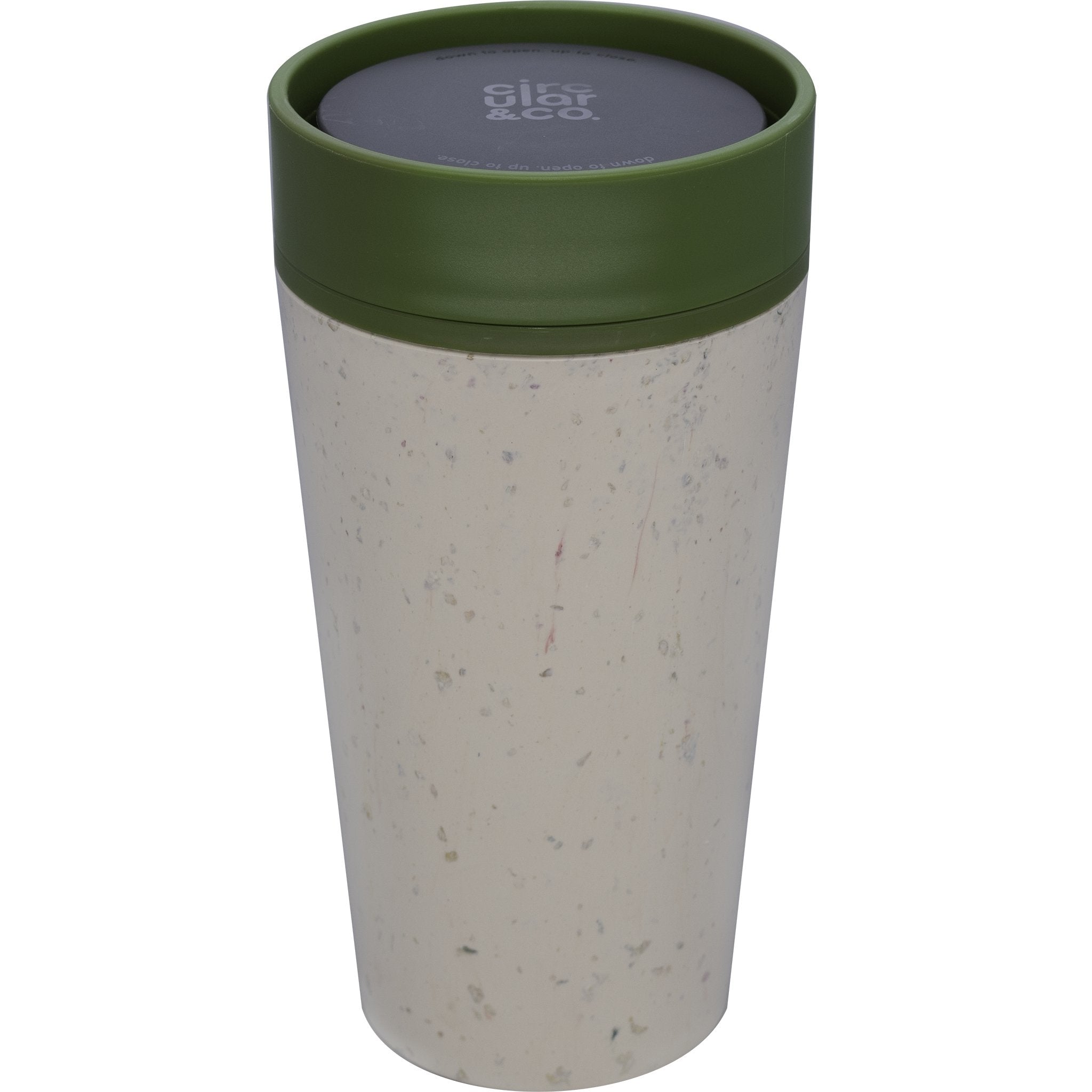 Reuseable Coffee Cup - Cream & Hornet Green 12oz - mypure.co.uk