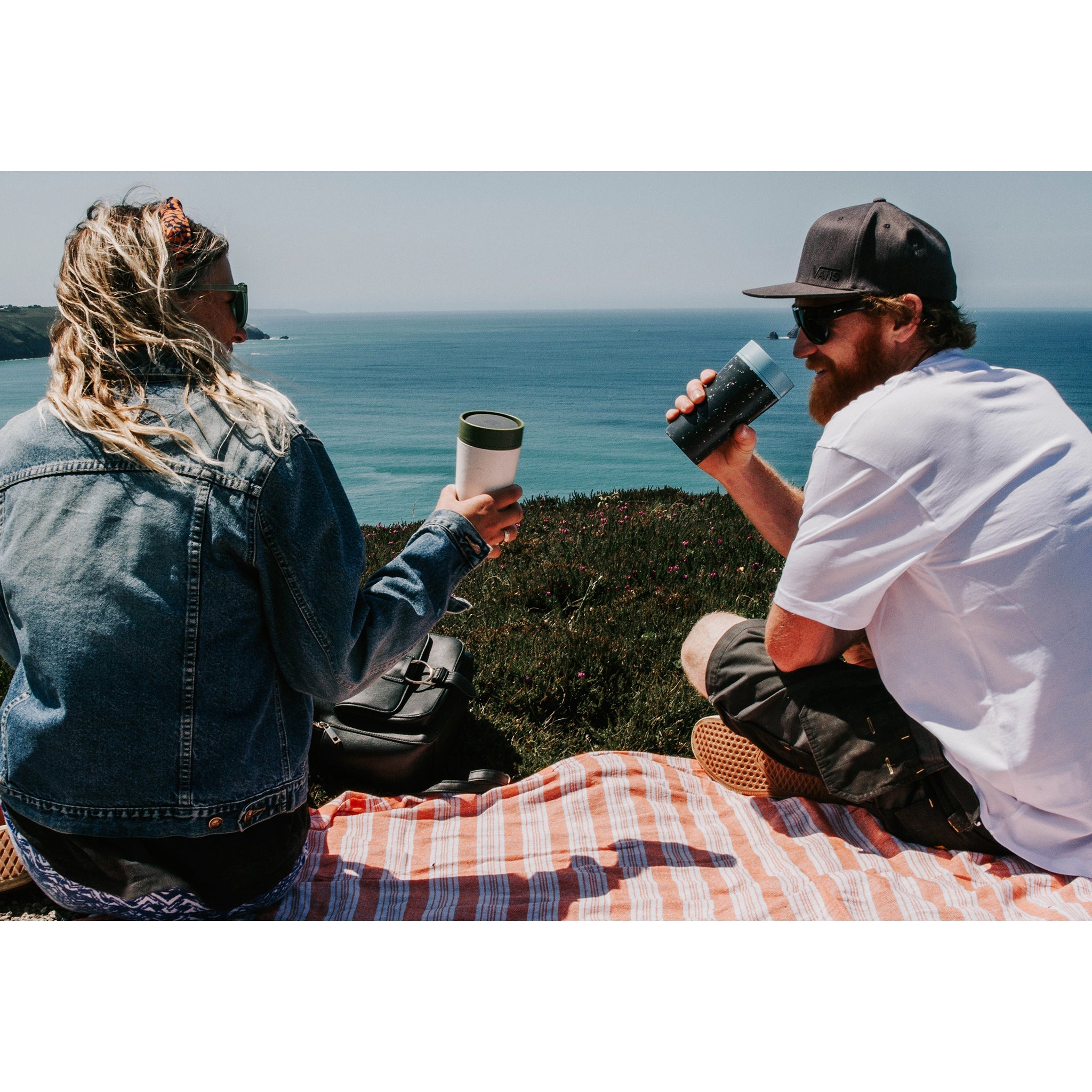 Reuseable Coffee Cup - Cream & Hornet Green 12oz - mypure.co.uk